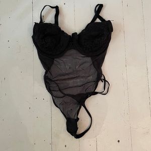 Victoria's Secret Black Lace/Mesh Teddy Lingerie - 36C